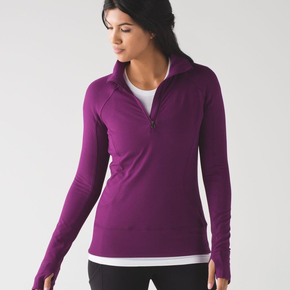 Lululemon Athletica Rush Hour 1/2 Fitted Purple Long Sleeve Sweatshirt
